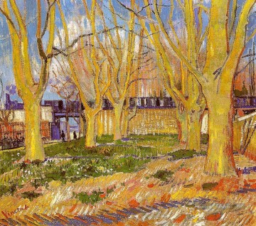 Avenue des Arbres Plane près de la Gare d’Arles Vincent van Gogh Peinture à l'huile